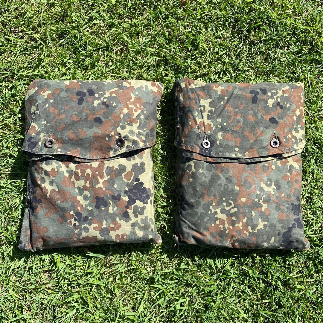 ドイツ軍幕　パップテント②　ハーフシェルター　２枚　ペグ８本　収納袋セット