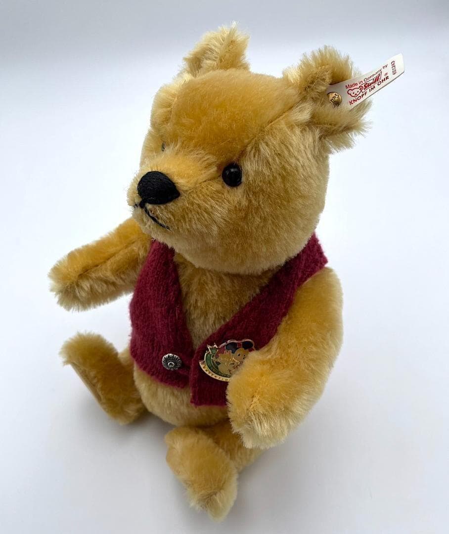 希少・美品！限定ピンバッジ付 シュタイフ プーさん 1994 ディズニーワールド