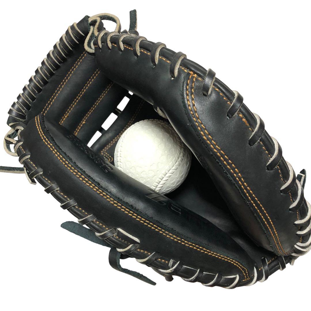 【美品】ZETT ウイニングロード キャッチャーミット 軟式 大人用 ブラック