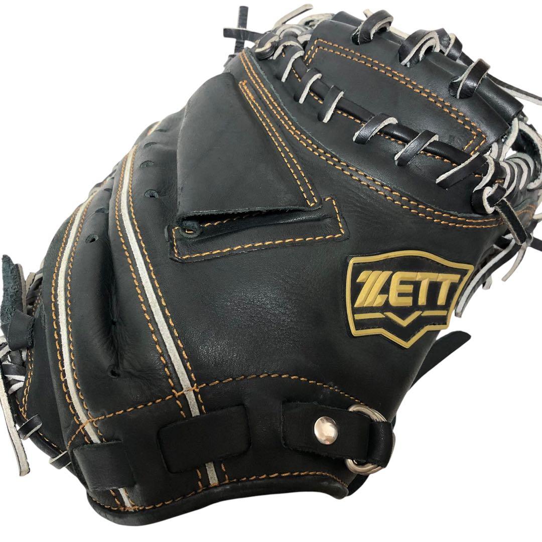 【美品】ZETT ウイニングロード キャッチャーミット 軟式 大人用 ブラック