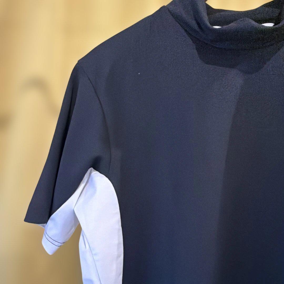 munsingwear M モックネック半袖シャツ 黒/白