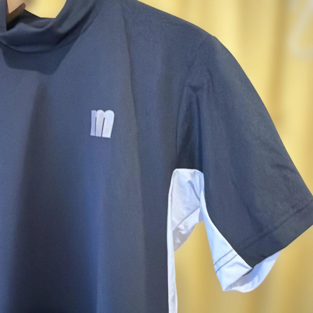 munsingwear M モックネック半袖シャツ 黒/白