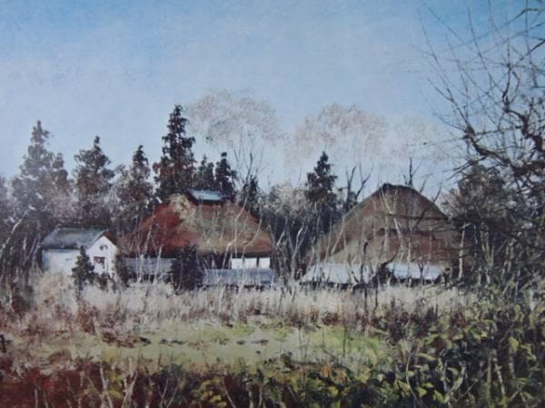 向井潤吉、冬麗武蔵野、希少画集画、新品額付