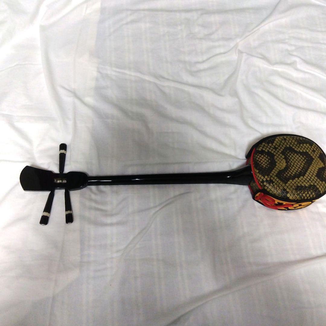 （美品）沖縄三味線初心者フルセット三味線本体 蛇柄ケース．ハンドブックDVD付き