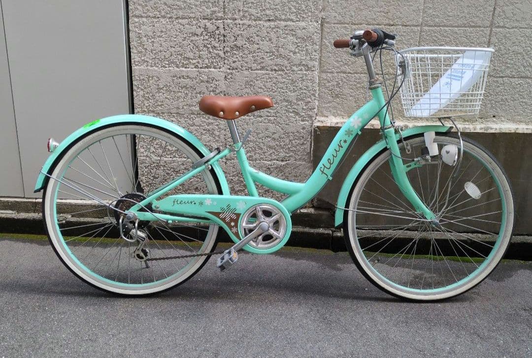 直接引き渡し限定　24インチ　ジュニアシティサイクル　変速機付き　ミントグリーン