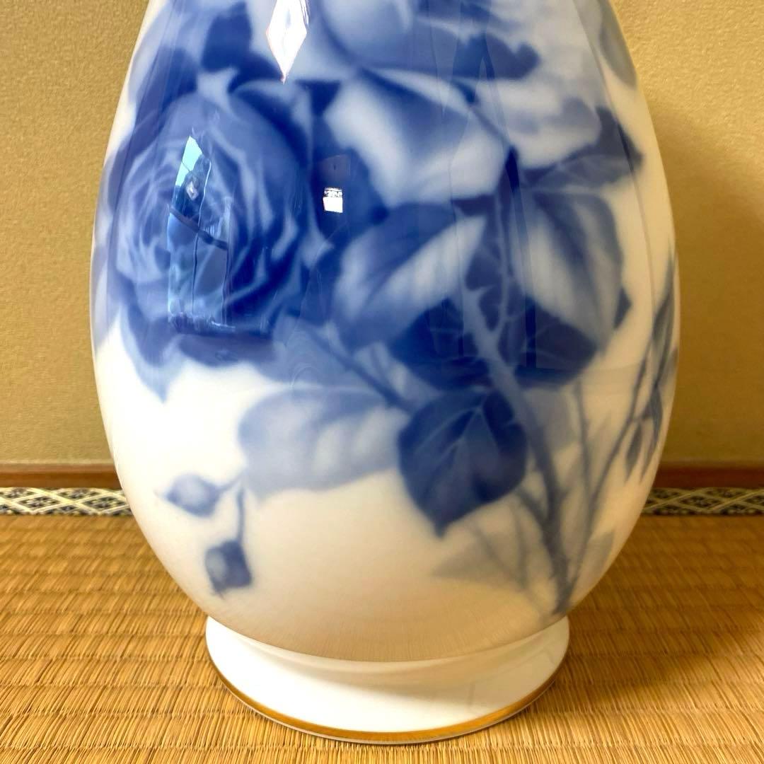 大倉陶園　OKURAブルーローズ　花器　花瓶　飾壺　廃盤品　希少品　青薔薇