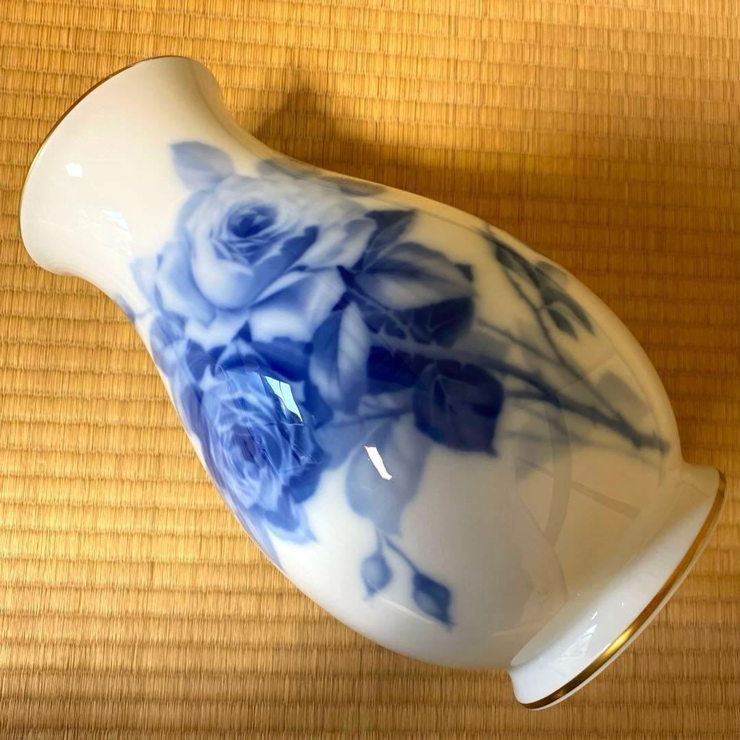 大倉陶園　OKURAブルーローズ　花器　花瓶　飾壺　廃盤品　希少品　青薔薇