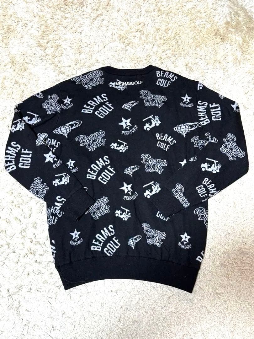 BEAMS GOLF セーター XL ブラック ロゴ 総柄