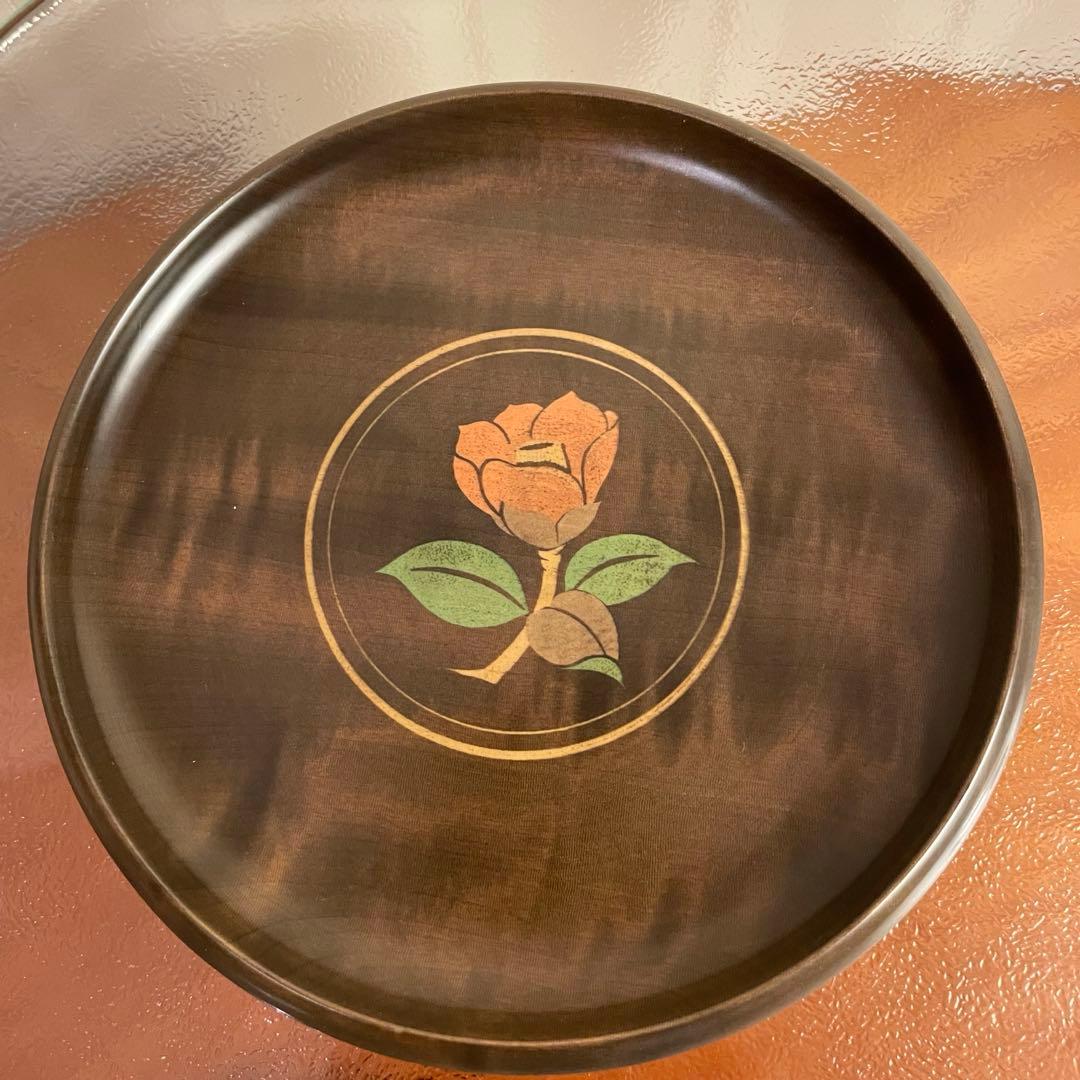 ✨美品✨薔薇柄 天然木(檜)製 皿 4個セット