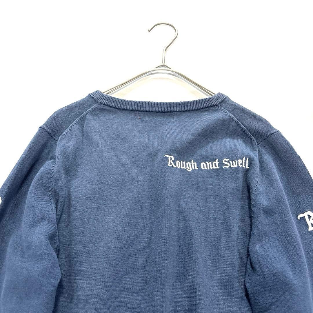 ROUGH & SWELL 長袖ニットセーター　Vネック　薄手　S ネイビー