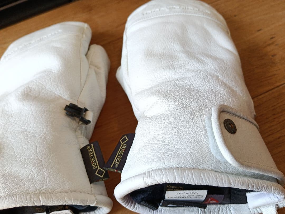 美品【最高級】レザー ミトン グローブ ホワイト GORE-TEX メンズ:L