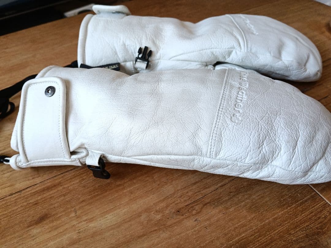 美品【最高級】レザー ミトン グローブ ホワイト GORE-TEX メンズ:L