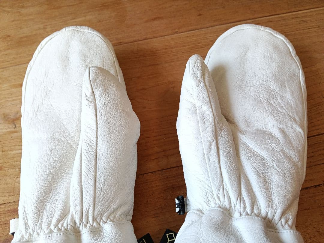 美品【最高級】レザー ミトン グローブ ホワイト GORE-TEX メンズ:L