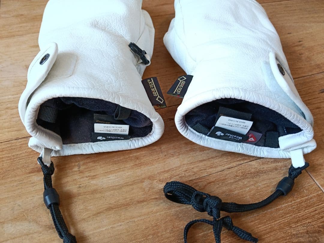美品【最高級】レザー ミトン グローブ ホワイト GORE-TEX メンズ:L