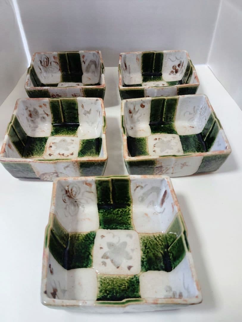たち吉　極美品　市松　小鉢 5客　菱型