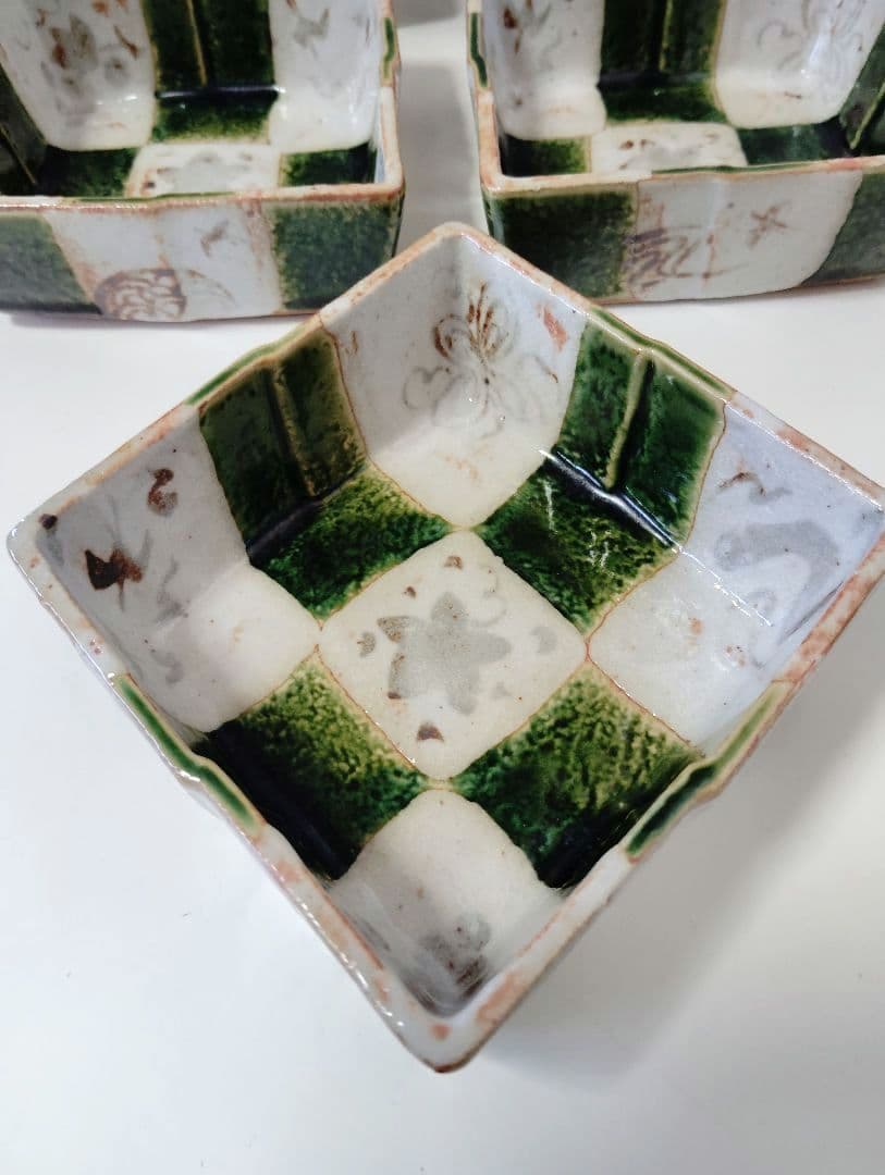 たち吉　極美品　市松　小鉢 5客　菱型