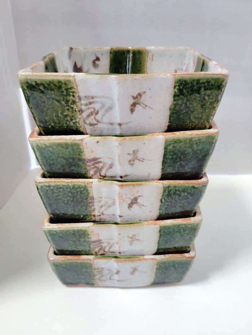 たち吉　極美品　市松　小鉢 5客　菱型