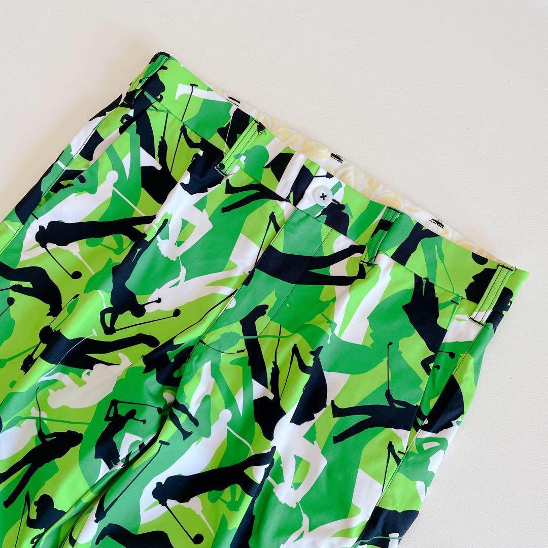 LOUDMOUTH ラウドマウス ゴルフ ロングパンツ L 総柄 グリーン