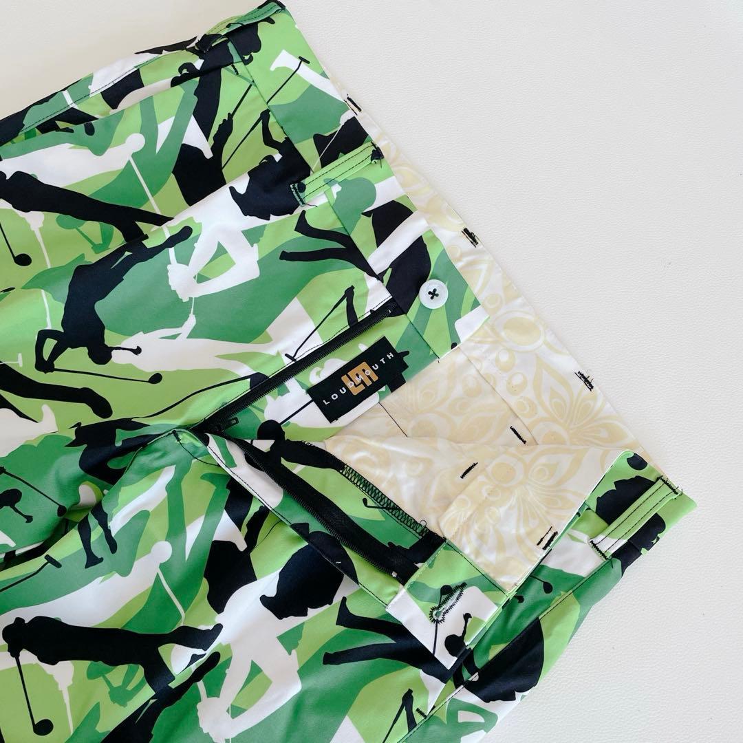 LOUDMOUTH ラウドマウス ゴルフ ロングパンツ L 総柄 グリーン