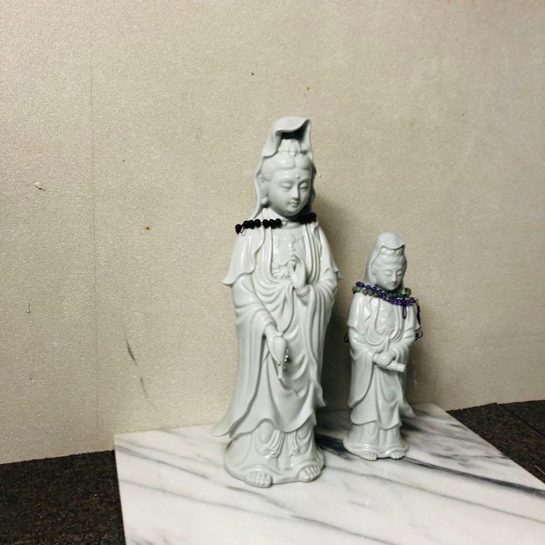 J11 九谷焼 菊仙作 白磁観音像 置物 骨董品 コレクション インテリアを