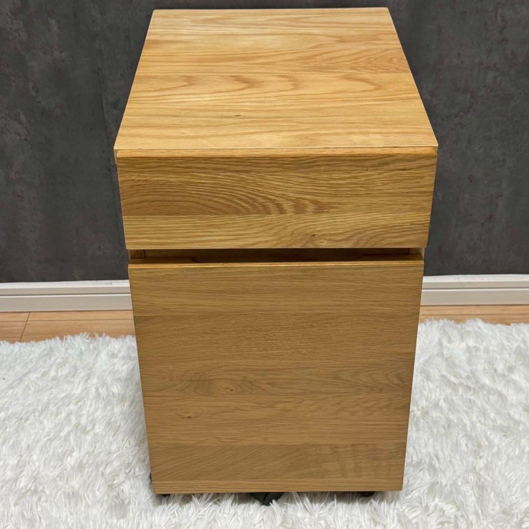 完成品☆無印良品 無垢材キャビネット 引出し2段 オーク