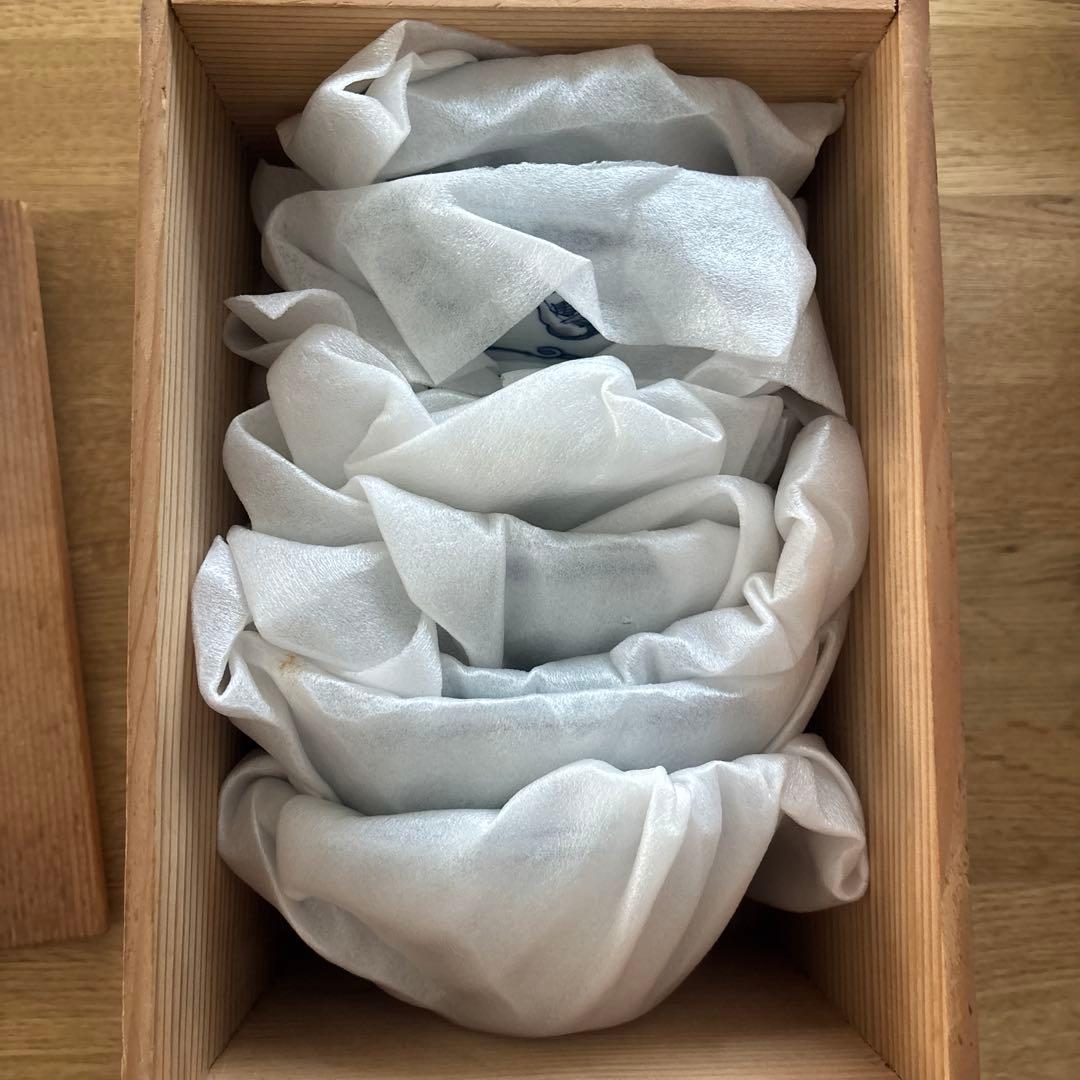 有田焼　源右衛門　染錦松鳥文蓋付茶碗 茶碗５客