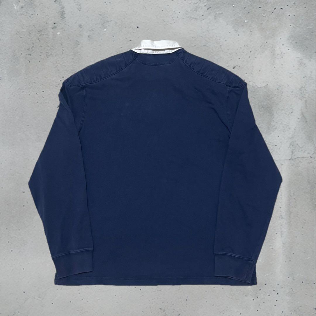 90s ポロラルフローレン　ネイビー ラガーシャツ　ロゴ　エルボーパッチ　XL