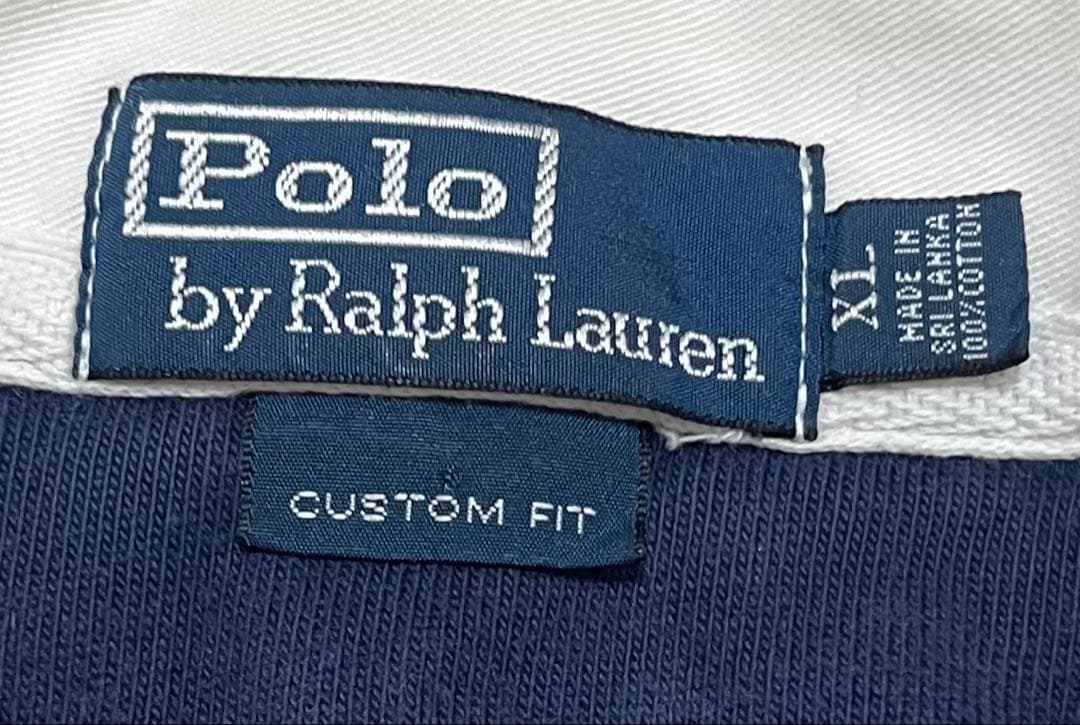 90s ポロラルフローレン　ネイビー ラガーシャツ　ロゴ　エルボーパッチ　XL