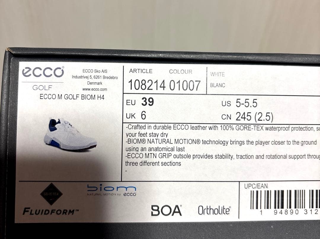 【新品.未使用】 ecco BIOM BOA 防水 本革 24.5cm