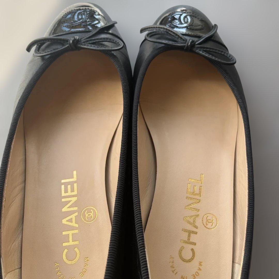 【美品】CHANELバレエシューズ35.5 箱、保存袋付き