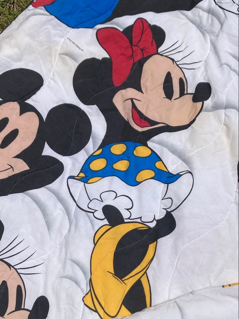 USA ビンテージ ディズニー ミッキーマウス ミニー　ベッドキルト キャンプ