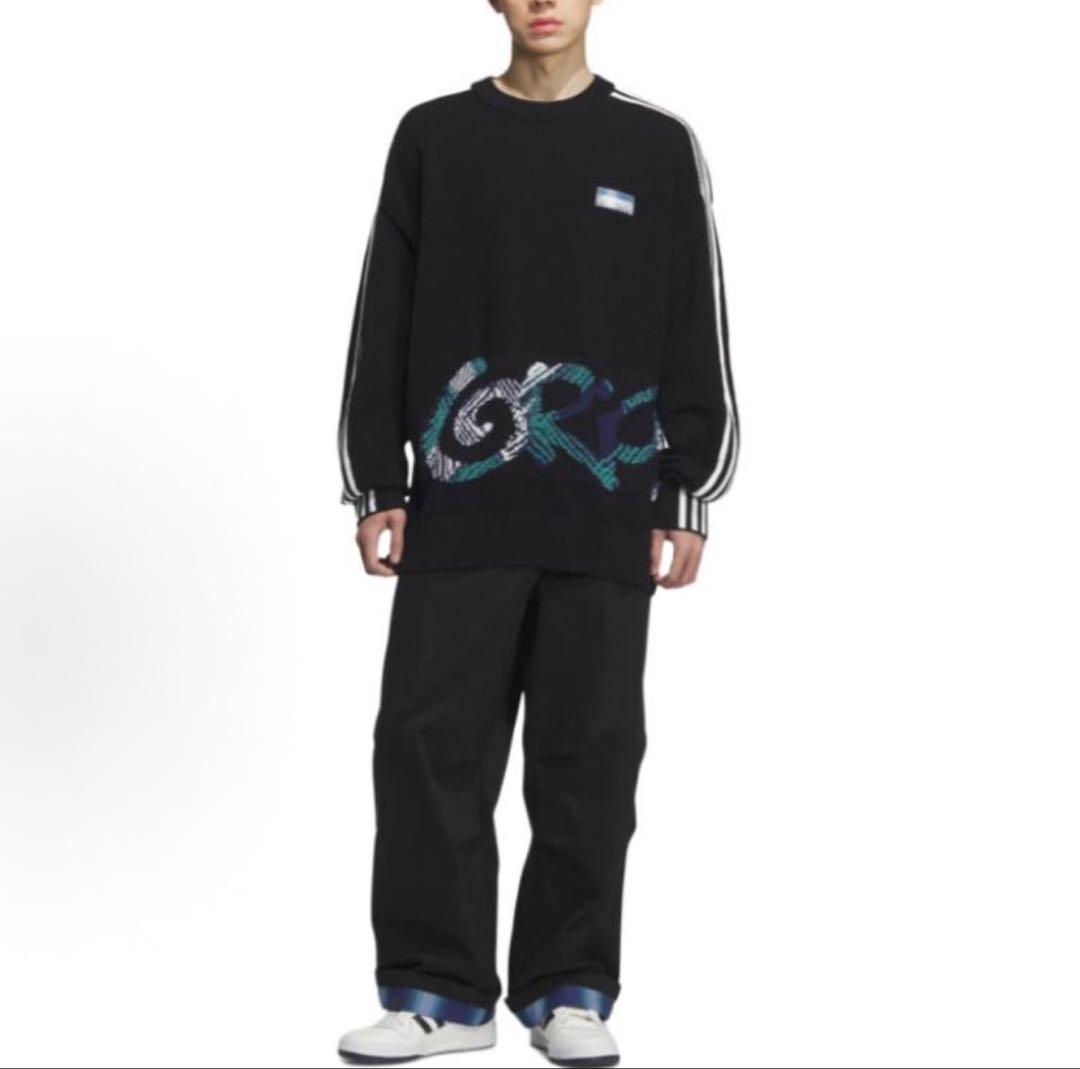 新品XS Adidas スウェットシャツ 長袖ニット ブラック KC0110