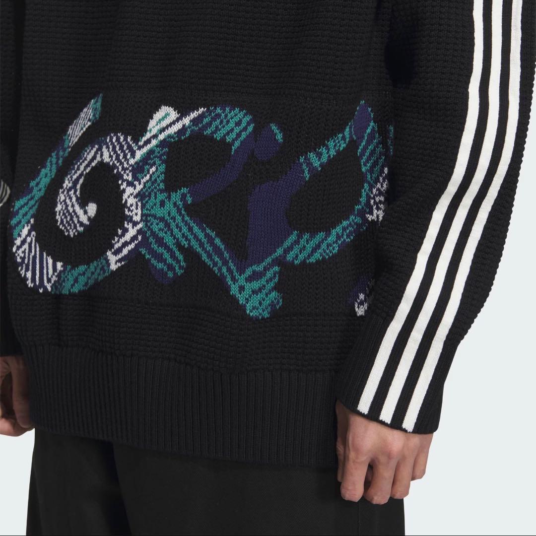 新品XS Adidas スウェットシャツ 長袖ニット ブラック KC0110