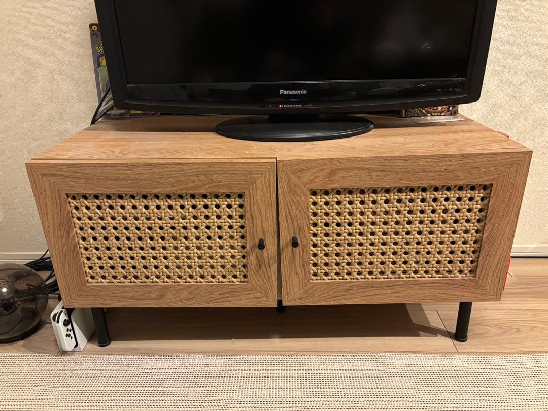 木製テレビ台 ラタン扉付き 90cm lowya