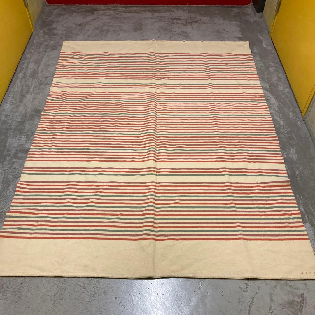 80s ニッケ毛布　WOOL100 % 昭和レトロ　アンティーク　ビンテージ