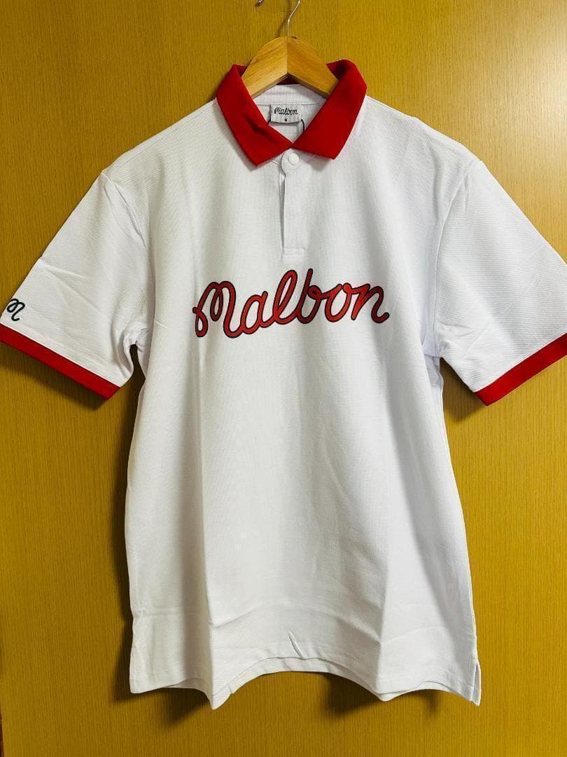 白色L マルボンゴルフ ポロシャツ malbon golf シャツ メンズ 半袖