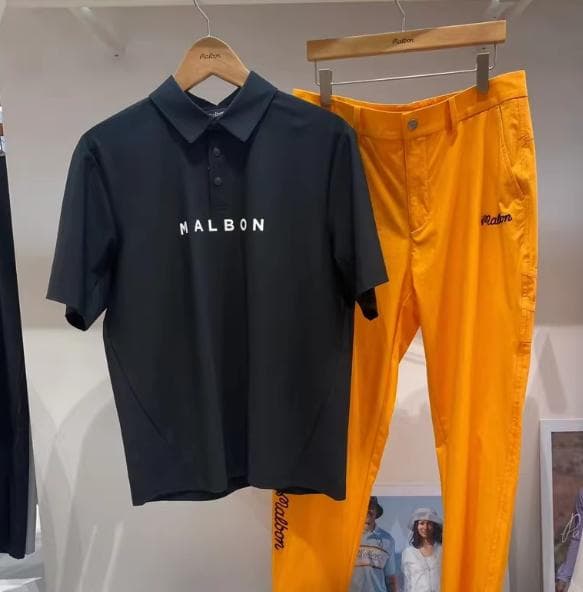 Malbon半袖Tシャツポロタイプ 冷感素材ゴルフウェア メンズ 人気モデル☘️