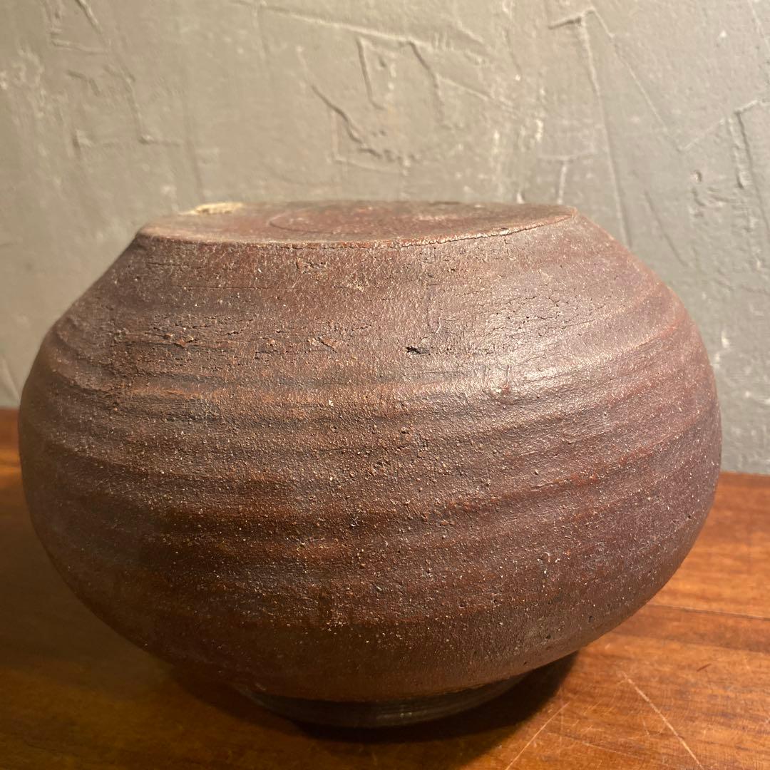 時代物 備前焼 焼き締め 波紋花入 花瓶 骨董品 インテリアオブジェ