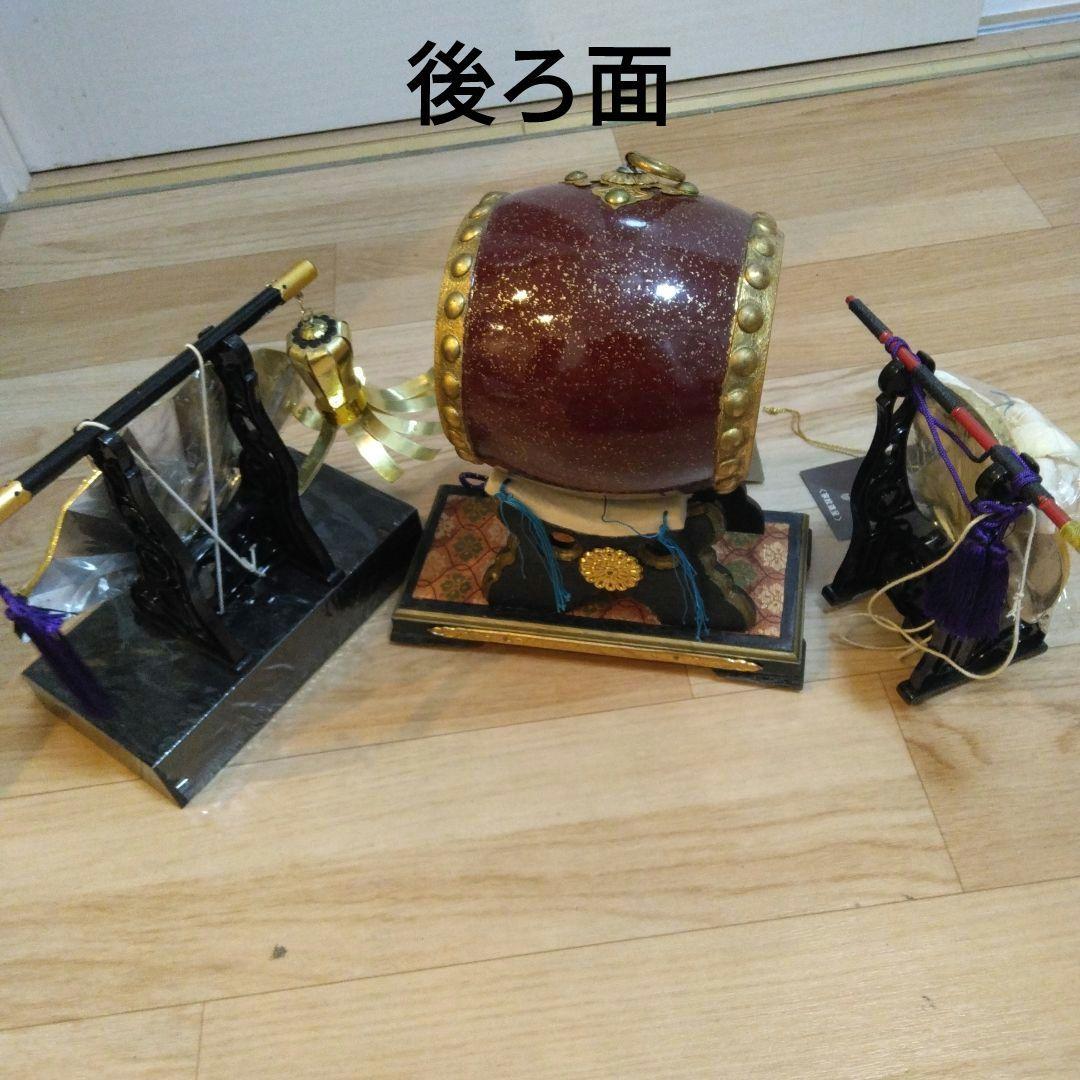 昭和レトロ 五月人形 3品揃い 扇と日輪の飾り/飾り陣太鼓/陣笠
