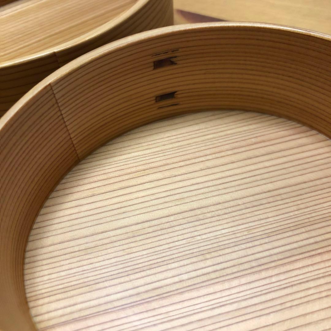 【美品】大館工芸社　曲げわっぱ　楕円2段ひな弁当箱　（おまけ）おいしい風呂敷