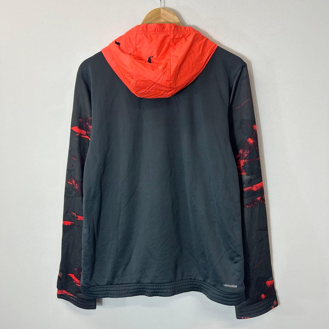 adidas アディダス ジップパーカー XL ブラック オレンジ スポーツ
