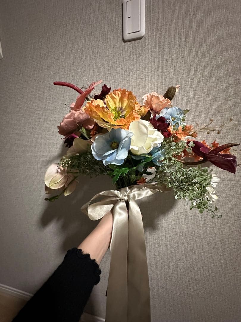 ブライダルフラワーブーケ 多色 シルクリボン付き