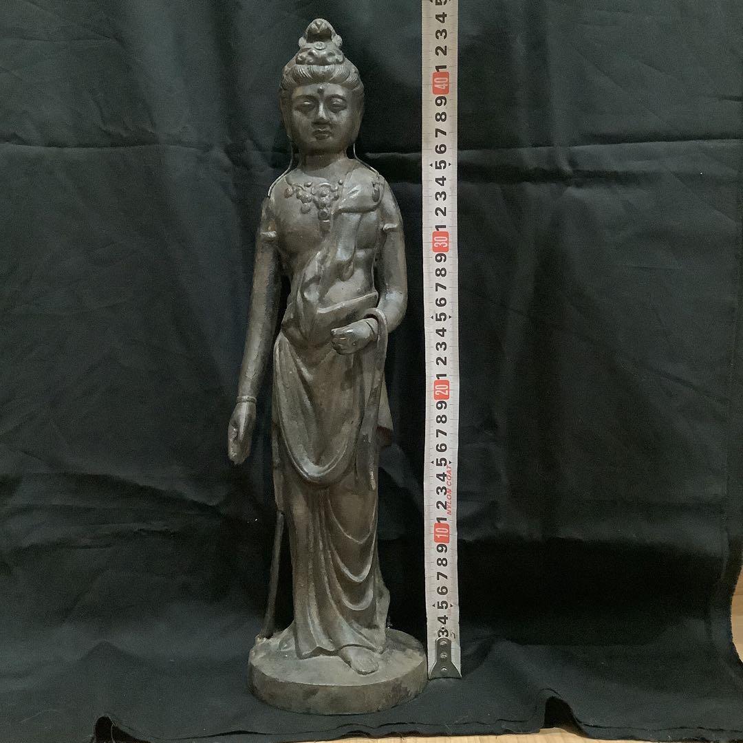 観音様　　鉄製　立像仏像 約45センチ