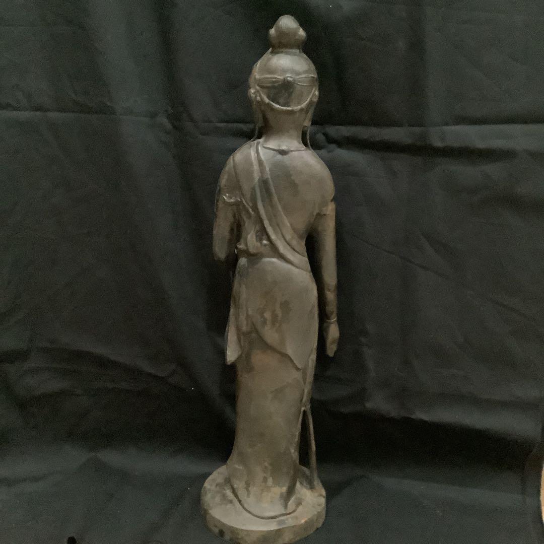 観音様　　鉄製　立像仏像 約45センチ