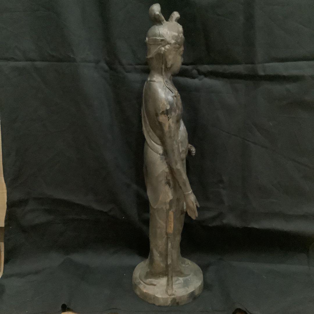 観音様　　鉄製　立像仏像 約45センチ