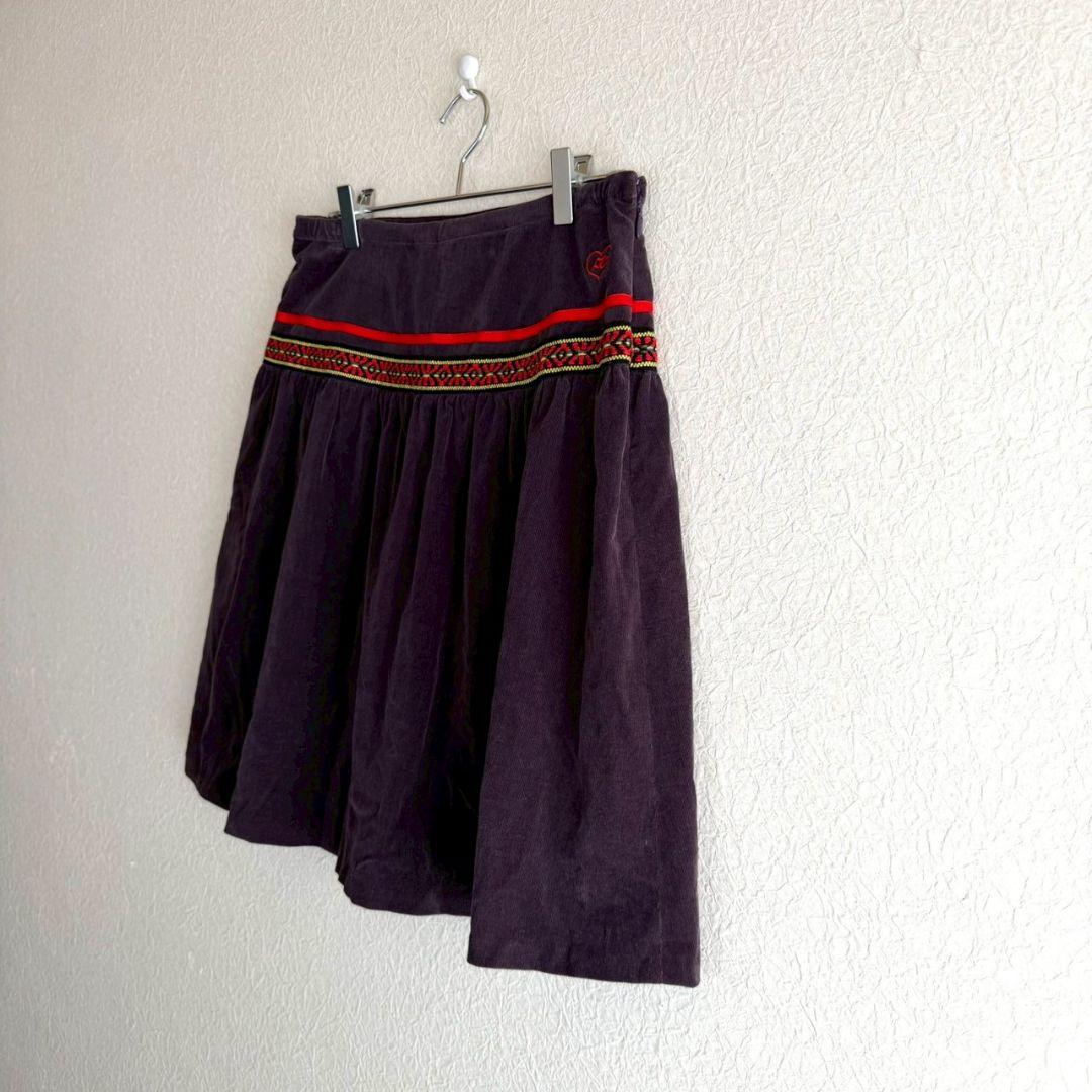 ☆パーリーゲイツ スカート ゴルフウェア S ひざ丈 コーデュロイ 刺繍