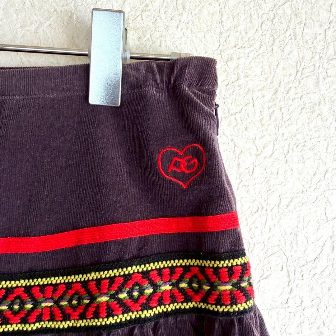 ☆パーリーゲイツ スカート ゴルフウェア S ひざ丈 コーデュロイ 刺繍