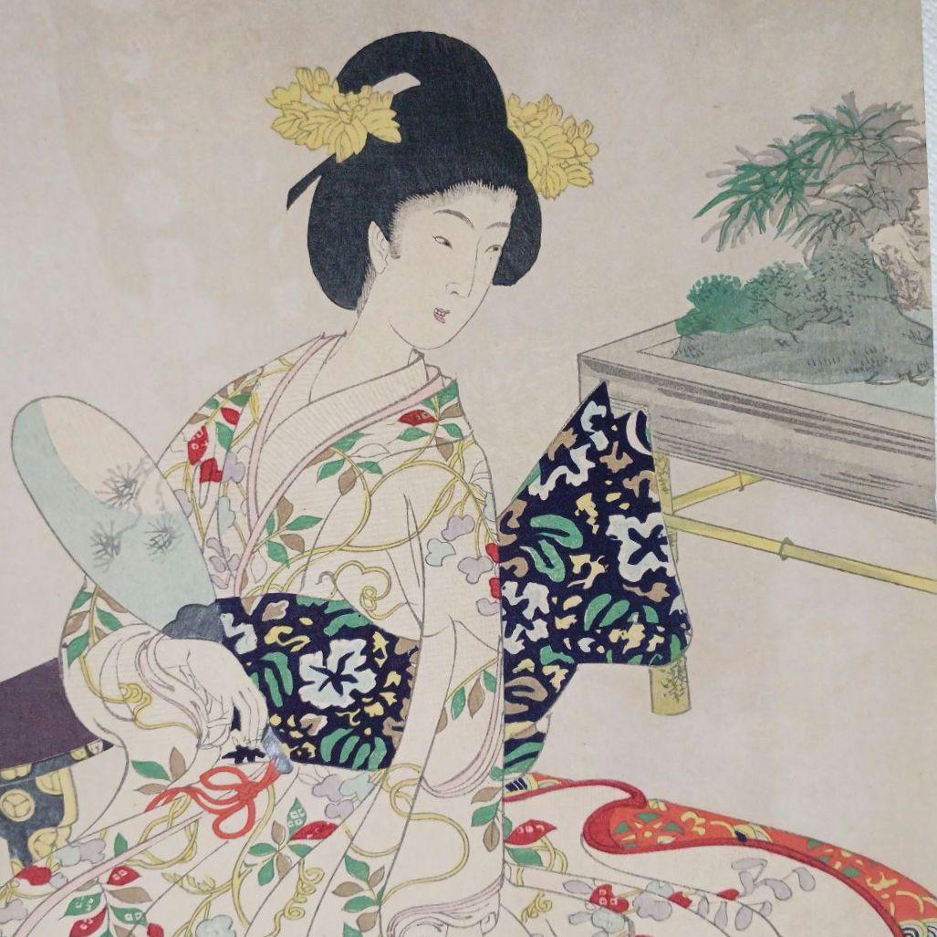 浮世絵版画、徳川時代貴婦人乃圖三枚綴り、橋本周延画、明治30年出版