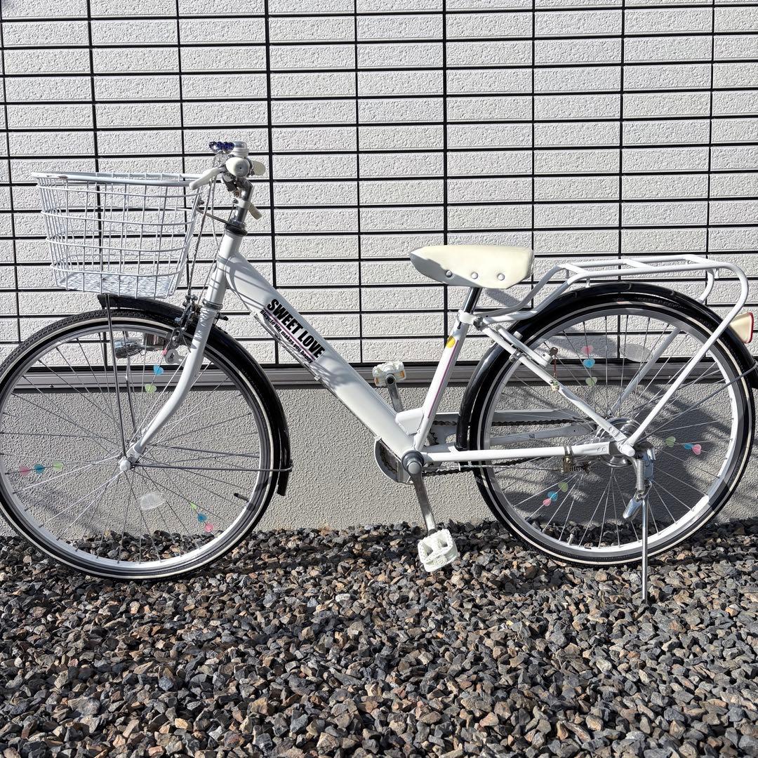 子供用自転車 24インチ 小学生用 カゴ/鍵/ライト付き/ホワイト