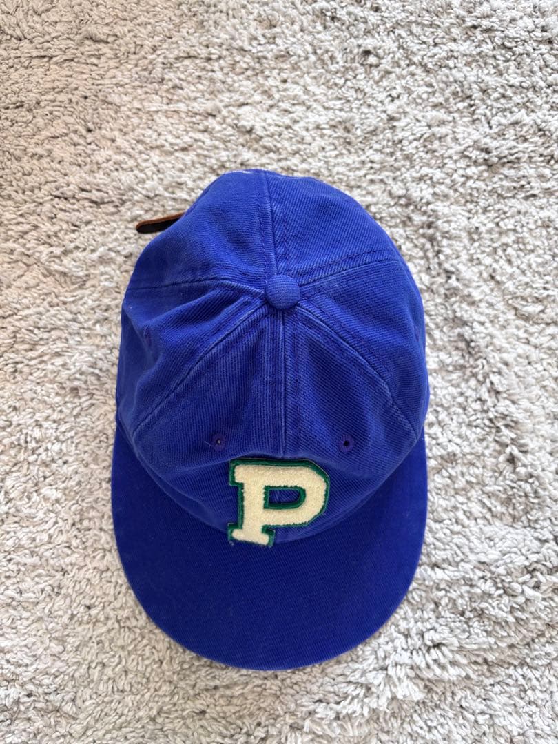 レア　Polo ポロラルフローレン　紫色 Pロゴ キャップ　青色